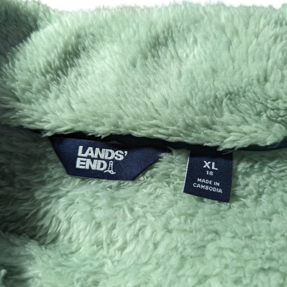 Lands End 1/4 Zip Plush Pullover Size XL Minty Light Green Sweater Womens - Picture 4 of 4